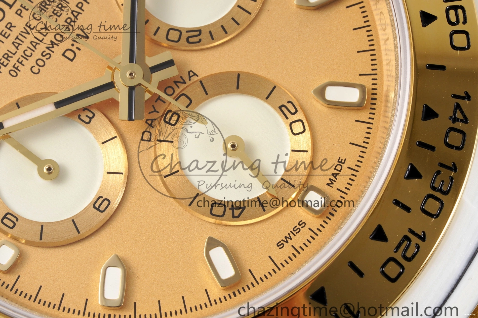 Daytona Bezel Leather Strap A7750 on White DIWF YG Dial DIW Brown YG Edition Case Carbon 0430